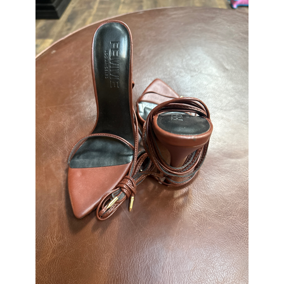 Femme Los Angeles Shoes - Femme Los Angeles Brown Strappy Stiletto Heels
